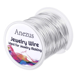 Anezus Craft Wire - Tarnish Resistant Copper Beading Wire for Jewelry Making Supplies (Silver, 18 Gauge)