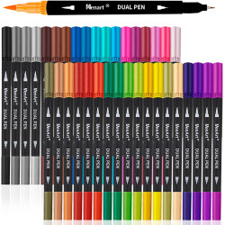 Dual Markers Brush Pens Stocking Stuffers, 36 Art Markers Christmas Gifts for Teens, Double Tip Colored Pen for Adult Coloring Books Art Suppliers