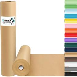 Vanhench Brown Wrapping Paper, Craft Kraft Paper 17.5"x 1200"(100') for Gift Wrapping Bulletin Board Arts & Crafts, Bouquet Flower Table Covering Poster Packing Shipping Christmas Supplies 70GSM 50LB