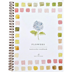 Flowers Watercolor Workbook by Emily Lex Studio, 12 Beginner Friendly Sketched Illustrations, Lay Flat Spiral Pages, 6.5 x 9 inch, 120lb Watercolor Paper