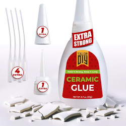 Y'allCanDiy Waterproof Super Glue for Ceramic - Ceramic Glue Repair for Pottery, No Smell After Cure. Best Cyanoacrylate Based Adhesive for China and Porcelain - Cap Color May Vary (Blue or White)