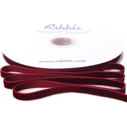Ribbli Burgundy Velvet Ribbon 3/8 Inches Continuous 25 Yard Spool Green Christmas Ribbon for Gift Wrapping Crafts Home Decor