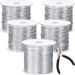 Funrous 5 Rolls 5 Size Jewelry Wire 18, 20, 22, 24, 26 Gauge Copper Wire Kit Jewelry Beading Bendable Craft Metal for Making Crafts, Sculpting with a Pliers(Silver)