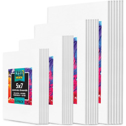 KEFF 24-Pack Canvas for Painting, 6 of 5x7, 8x10, 9x12,11x14 Painting Canvas Boards, Art Supplies for Adults & Kids - 100% Cotton Primed Canvases for Painting Acrylic, Oil, Watercolor, Tempera
