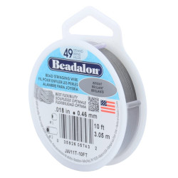 Beadalon 49 Strand Stainless Steel Bead Stringing Wire, .018 in / 0.46 mm, Bright, 10 ft / 3.1 m