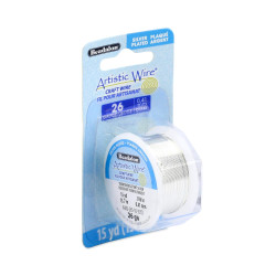 Artistic Wire, 26 Gauge Silver Plated Tarnish Resistant Colored Copper Craft Wire, Tarnish Resistant Silver, 15 yd