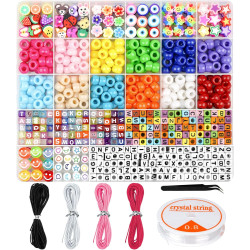 Dowsabel Bracelet Making Kit, Beads for Bracelets Making Pony, Kandi, Polymer Clay, Smile Face & Letter Beads for Jewelry Making, DIY Arts and Crafts Gifts Toys for Girls Age 6-12