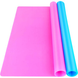LEOBRO Silicone Mat for Resin Molds, 2 PCS 15.7" x 11.7" Playdough Mat, Silicone Mats for Crafts, Jewelry Resin Molds Mats, for Resin, Clay, Paint, Blue & Rose Red