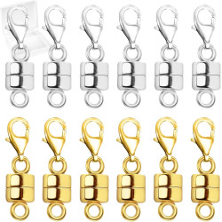 Magnetic Necklace Clasp with Lobster Clasp,14K Gold and Silver Magnetic Jewelry Clasps for Necklace Extender Bracelet Closures