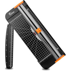 Firbon A4 Paper Cutter 12 Inch Titanium Paper Trimmer Scrapbooking Tool with Automatic Security Safeguard and Side Ruler for Craft Paper, Coupon, Label and Cardstock (Black)