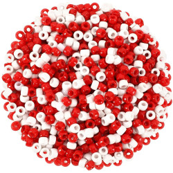UPINS 1200Pcs Red White Pony Beads,Christmas Pony Beads Bulk for Bracelets Necklace Earrings Jewelry Making Party Decoration Supplies DIY Craft