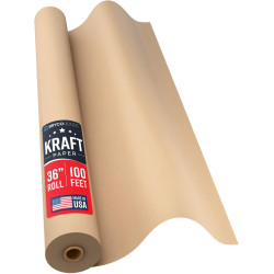 Large Brown Kraft Paper Roll - 36" x 1200" (100 ft) - Made in USA - Ideal for Gift Wrapping, Packing, Moving, Postal, Shipping, Parcel, Wall Art, Crafts, Bulletin Boards, Floor Cover or Table Runner