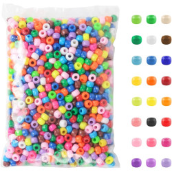 Simetufy 1200 Pcs Plastic Pony Beads for Bracelet Making, Multi-Colored Beads for Hair Braiding, DIY Crafts, Kandi Jewelry, Key Chains and Ornaments Decorations 24 Assorted Colors