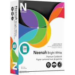Neenah Bright White Bright White Card Stock, 96 Bright, 65 lb Cover Weight, 8.5 x 11, 250/Pack
