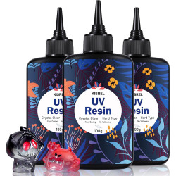 KISREL UV Resin 300g - Upgraded UV Resin Kit, Hard Type Crystal Clear Ultraviolet Curing UV Epoxy Resin for Craft Jewelry Making