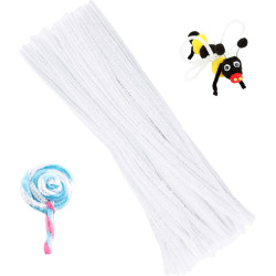 100 Pieces Pipe Cleaners Chenille Stem, Solid Color Pipe Cleaners Set for Pipe Cleaners DIY Arts Crafts Decorations, Chenille Stems Pipe Cleaners (White)
