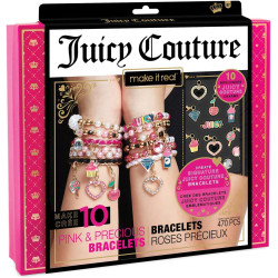Make It Real - Juicy Couture Pink and Precious Bracelets - DIY Charm Bracelet Kit with Beads for Tween Jewelry Making - Jewelry Making Kit for Girls