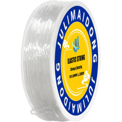 0.8mm Elastic Bracelet String Cord, Crystal Stretch Bead Cord for Bracelets Jewelry Making, Clear Stretchy Elastic String for Beading, Transparent Thread (0.8MM/200ft)