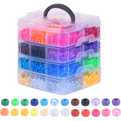 Simetufy 4200Pcs Pony Beads, 24 Colors Kandi Beads Bulk for Bracelets Making Hair Braiding Kandi Friendship Bracelet Craft DIY Jewelry Making Chirstmas Gifts (Boxed)
