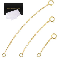 Gold Necklace Extenders 14k Extender Chain 925 Sterling Silver Extension Bracelet Chain Extenders for Necklaces 3 Pcs (1 2 3 Inch)(Gold)