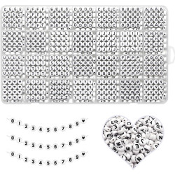 Alphabet Beads A-Z 1300+Pcs Letter Beads, Acrylic 4x7mm Round Letter Beads Kits,Black Digit and Colorful Smile Beads for Bracelets Necklaces DIY Jewelry Making (Black,1300+PCS)