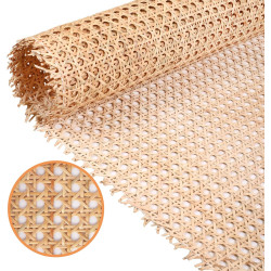 24" Width Natural Cane Webbing 5Feet, Rattan Webbing Roll for Caning Projects, Woven Open Mesh Cane for Furniture, Chair, Cabinet, Ceiling, Bed