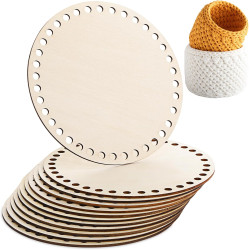 Fanfanwin 12 Pcs Wooden Basket Bottom Moses Crochet Basket Round Base Unfinished Wood Knitting Base for DIY Craft Weaving Making Supplies Home Decoration(6 Inches)