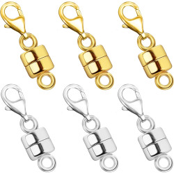 Magnetic Necklace Clasp with Lobster Clasp 18K Gold and Silver Magnetic Jewelry Clasps for Necklaces Extender Bracelet Clasps and Closures
