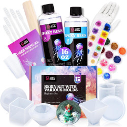 LET'S RESIN Epoxy Resin Kits and Molds Complete Set, 16oz Resin Art Kit with Silicone Molds, Pigment, Dried Flowers, Crafts for Adults, Beginners, Art Supplies for DIY Lovers, DIY Gift for Women