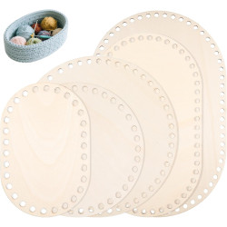 5 Pcs Wooden Basket Bottom for Crocheting, 5 Sizes Wooden Round Oval Blank Solid Crochet Basket Base for DIY Basket - Weaving Supplies, Home Decoration
