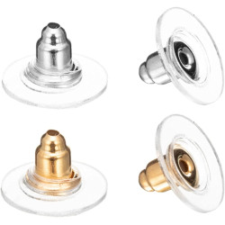 DSOMHZ 100pcs Fishhook Earring Backs - Bullet Clutch Back Earrings (Silver & Gold)