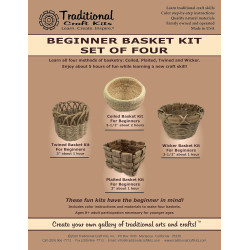 Traditional Craft Kits - Beginner Basket Kit - Set of Four: Coil, Plaited, Twined, Wicker