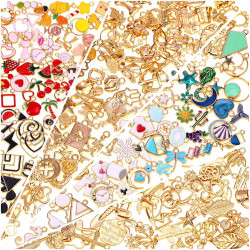 200Pcs Charms for Jewelry Making, Assorted Wholesale Mixed Bulk Metal Earring Bangle Charms for DIY Necklace Bracelet Jewelry Making and Crafting (Assorted Color)