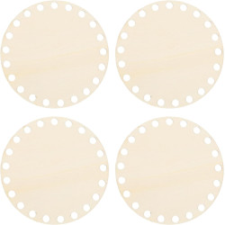 PATIKIL 4" Diameter Crochet Basket Bottom, 4Pcs Round Blank Crochet Knitting Wooden Base for DIY Craft Weaving Basket Making Supplies Home Decoration