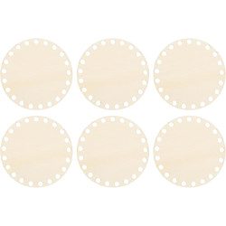 PATIKIL 4" Diameter Crochet Basket Bottom, 6Pcs Round Blank Crochet Knitting Wooden Base for DIY Craft Weaving Basket Making Supplies Home Decoration, Wood Color