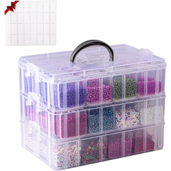 VTG Bead Organizer Box, 84 Pcs Small Organizers, 3-Tier Bead Storage Containers Portable Organizer and Storage Box Stackable Plastic Cases for Bracelet Making DIY Jewelry Nail Charms