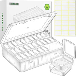 Bead Organizer Box, 30pcs Small Clear Plastic Storage Containers, Craft Storage Box Features Hinged Lid and Labels, Mini Boxes for Bracelets, Jewelry, Diamonds, Clay Beads, Screws, Seeds, Small Parts
