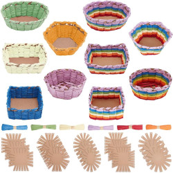 FREEBLOSS 15 Set Basket Weaving Kit Basket Making Kit for Beginners Creative Woven Bowl Raffia Basket Arts and Crafts Projects with Instruction Easter Basket Activities for Easter Eggs