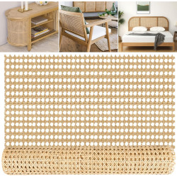 MYFAMIREA 24" Width Rattan Pressed Cane Webbing Sheet for Caning Projects, 3.3FT Natural Rattan Material Roll Net Woven Open Cane, Suitable for Caning Material DIY Supplies
