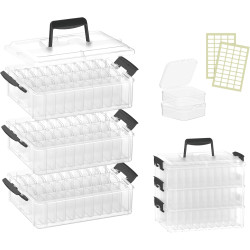 Bead Organizer Box 90 Pcs, 3-Tier Large Capacity Stackable Bead Storage Containers, Portable Plastic Craft Organizers for Jewelry Making, Bracelets, DIY, Nail Art Charms