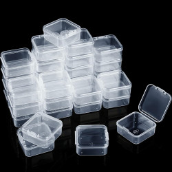SATINIOR 48 Packs Clear Small Plastic Containers Transparent Storage Box with Hinged Lid for Items Crafts Jewelry (1.7 x 1.7 0.79 Inches)
