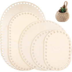 5Pcs Wooden Basket Bottom, 5 Sizes Oval Circle Blank Crochet Basket Wood Base, Basket Making Supplies Basket Bottoms for Crochet Base, Basket Weaving Supplies Knitting Basket