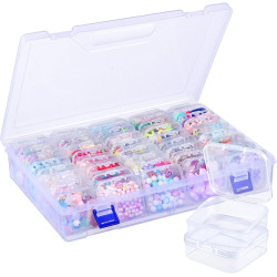 Funtopia 40 Pcs Bead Organizers and Storage, Small Clear Plastic Storage Containers with Lids, Mini Transparent Organizer Boxes for Jewelry, Toys, Beads, Small Parts and Crafts Accessories