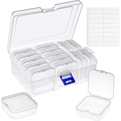 Bead Organizer and Storage, 15 Pcs Clear Storage Containers, Mini Plastic Organizer Box, Rectangular Jewelry Storage Boxes with Label Stickers for DIY Jewelry, Bracelet Making & Nail Art