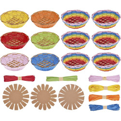 FREEBLOSS 12 Set Basket Weaving Kit Introductory Sewing for Beginners Creative Woven Bowl Suitable for Kids Arts and Crafts Projects with Video Tutorial Easter Basket Activities for Easter Eggs