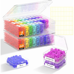 2 Pack 60 Pcs Bead Organizer Box, Clear Plastic Storage Containers Features Hinged Lid and Labels, Craft Storage Box for Jewelry, Diamonds, Clay Beads, Bracelets, Screws, Seeds, Small Parts