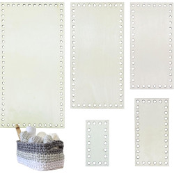 5 PCS Wooden Crochet Bag Bottom, Rectangular Wooden Basket Bottom Wooden Base Shaper Blank Crochet Base for DIY Basket Craft Weaving Making Supplies