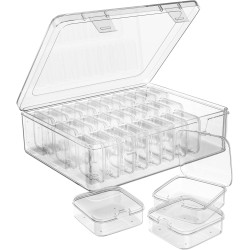 Bead Organizer Box, 30pcs Small Clear Plastic Storage Containers, Craft Storage Box Features Hinged Lid and Labels, Mini Boxes for Bracelets, Jewelry, Diamonds, Clay Beads, Screws, Seeds, Small Parts