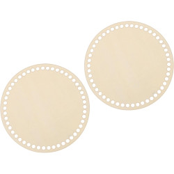 MECCANIXITY Crochet Basket Base, 5.5"(14cm) Round Wooden Crochet Bag Bottom, Circle Wooden Basket Bottom for DIY Basket Crochet, Bag Weaving Knitting Base, 2 Pack