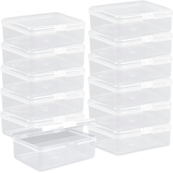 Clear Plastic Beads Storage Containers Empty Mini Storage Containers Box,12 Pack Plastic Storage Container with Lids,Beads Storage Box with Hinged Lid for Beads,Earplugs,Pins (5 x 3.4 x 1.7 inch)